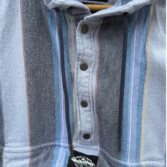 Quiksilver striped Baja hoodie poncho pullover zipper pouch Size Small - Picture 5 of 7